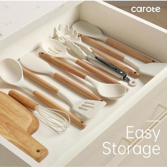 CAROTE Neutral Color Home Series Cooking Utensil Set - 10 Pieces - Picture 5 of 11